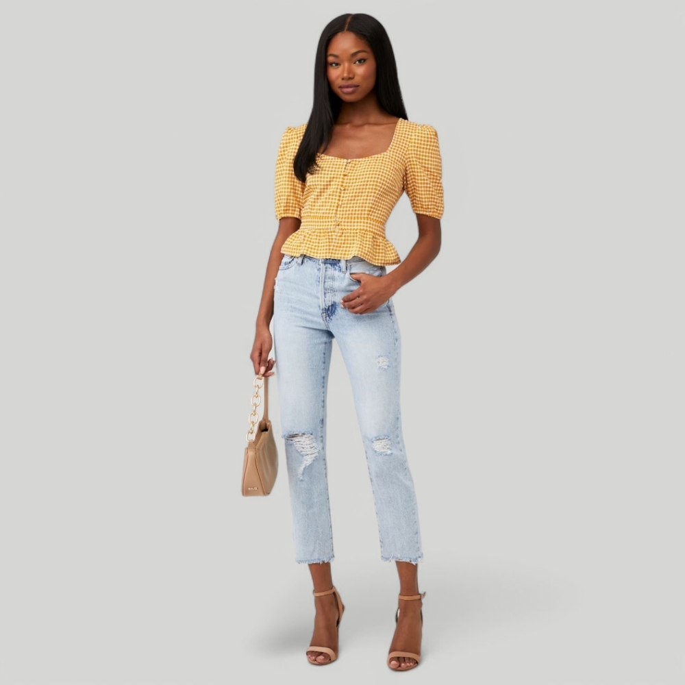 Pistola Charlie High Rise Distressed Straight Jeans Women's sz 29 Hysteria Wash